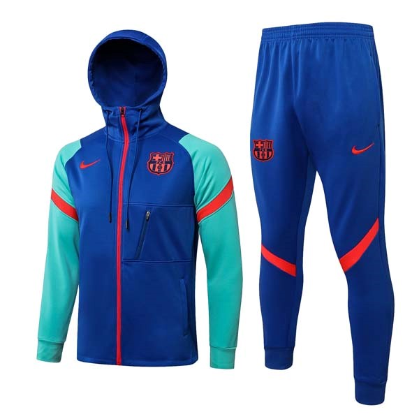 Sweat Shirt Capuche Barcelone 2022 Bleu Vert